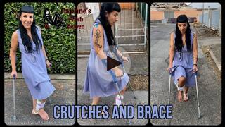 Crutches and ankle brace