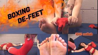 Boxing De-Feet 4k | Your pal, Ditria, gears up for the boxing match you two are about to have. You wish that she'd just put on her shoes already, with how much they're distracting you... but those feet - will motivate you throughout!