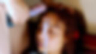 CUM FACIAL 2 - Loren Gets a Forehead Cum River While Trying to Watch TV (Cum Clean Up and Slow Mo)