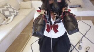 mz14 - A puppy dressed in JK clothes is restrained and whipped.
