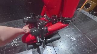 Mechanical deep throat, electric shock tortoise punishment