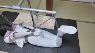 One-piece white stockings no underwear JK crossdresser