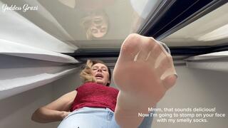 I'm going to stomp on your face with my stinky nylon stockings - Goddess Grazi (MP4-HD1080p)
