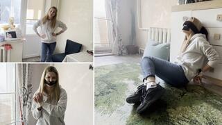 Arrogant Milana is bound by a handyman POV and trying to escape