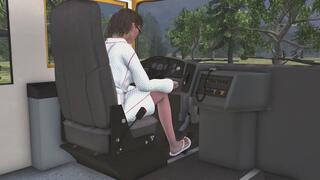 School Bus Cranking Template - Angie in a Terry Bathrobe and Flip Flops