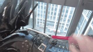 mz23 - A latex puppy strapped to a treadmill