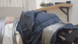 mz25-JK girl was brought to orgasm by being bound with nautical tape.