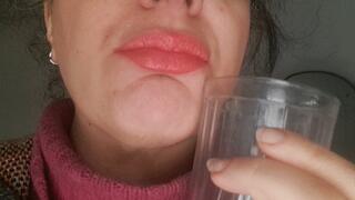 RED LIPSTICK STAINS ON GLASS