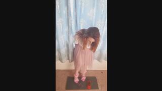 Giantess Lily Kink toy car crush of a old Vs New, 1970s Plymouth GTX Vs 2012 Chevrolet Camaro in big pink heels Full Body view who wins if any?