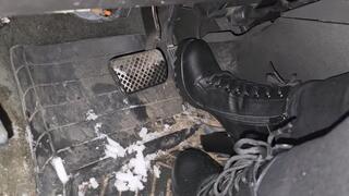 Snow fun in black heeled ankle boots 1