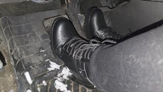 Snow fun in black heeled ankle boots 2