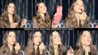Applying my four new lipsticks from Mac!