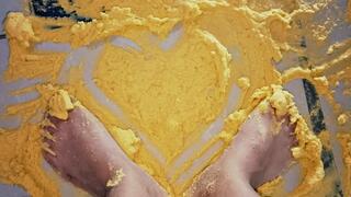 My feet playing with cookie dough