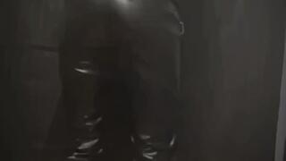 Leather rubbing foreplay