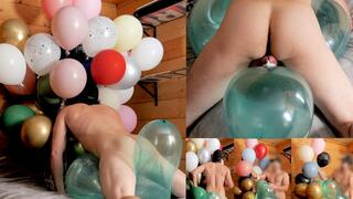 Rick John balloon sex with Roomtex 24" soft and helium balloons popping