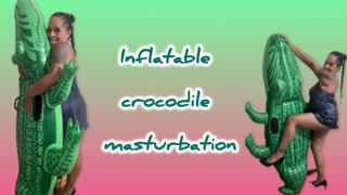 Inflatable crocodile masturbation