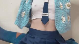 hana wear school girl cosplay for her new day work sex cam