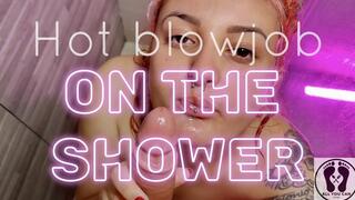 Deepthroat on the shower POV