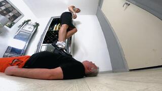 Schoolgirl Danielle Jumping Stomping Trampling In Her Chunky Mary Jane Heels & Pencil Skirt FLOOR CAM (4K)