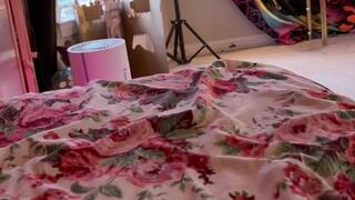 Chubby Horny Princess Squirts All Over Bed With Legs Open