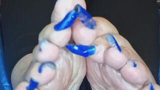 Sexy Royal Blue pedi and Oily Soles