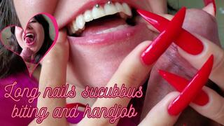 Long nails SUCUBBUS milk your cum out, pov biting and handjob, vampire teeth and extremely long nails!!