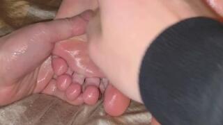 Scott massages my feet before rubbing his dick and cum on them (Scott POV)