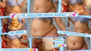 *40 MINUTE* Gallon 4L Milk Bloat + Donut Binge SWELLS Up My Belly to the BRIM! Winter Gut Edition ;)