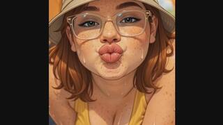 Lip puckering tease after a grueling hike