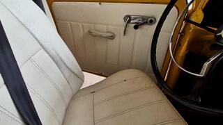 Driving with golden sandals