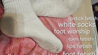 Dirty socks fetish, white socks fetish, foot fetish, lipstick fetish... with Miss GospodaricaEmma