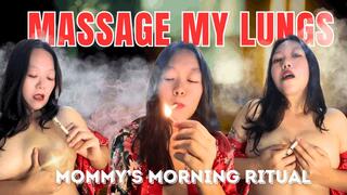 ChainSmoking Asian MILF Morning Ritual: Topless Breasts & Lungs Massage + Nipple Burn