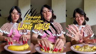 Vertical video, Banana completely DESTROYED with extreme sharp long nails!!