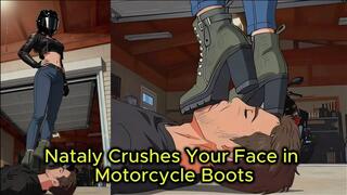 Motorcycle Boot Face Crush - Nataly Grinds Heavy Treads Into Your Skin