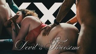 Devil’s Threesome: Alix Has MFM Group Sex and Takes a Double Facial from Strangers