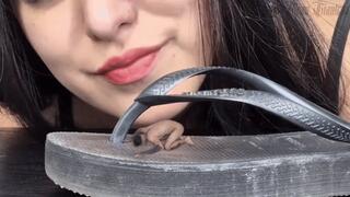 Sexy Gothic Giantess captured tiny man to Punish him