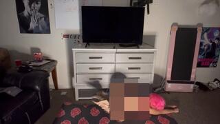 Nude twerking and stretching in fishnets