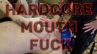 Double mouth fuck by two dommes with strapon and latex catsuits