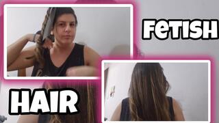 Hair Brushing Fetish: Covering My Face with Hair, Then Ponytail & Bun Style