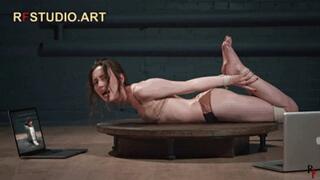 Home Girl - Scared and Hogtied in Lingerie on the Turntable with Very Oily Soles (HD 720p MP4)