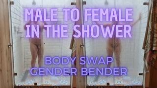 Male to female in the shower, body swap, gender bender