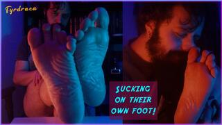 The bearded man sucks his own foot | Full HD 1080p | Male Feet - Soles - Handjobs