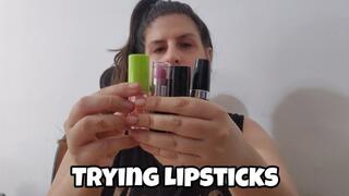 Trying on Different Lipsticks – Swatches, Shades & Lip Tease Close-Up