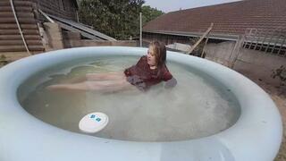Soaked Maroon Top and Pink Panties Wetlook