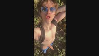 Risky Masturbation In The Woods Ends With A Powerful Cumshot