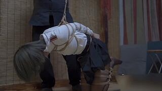 xr74-Girl in business attire was tickled and slapped