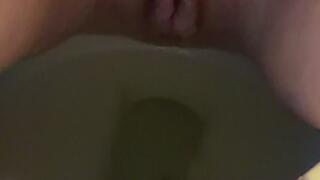 Pierced toilet piss with tiny farts