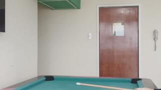 The girl plays and blows bubbles.