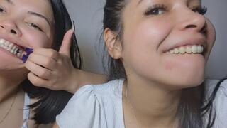 Showing off our yellow teeth