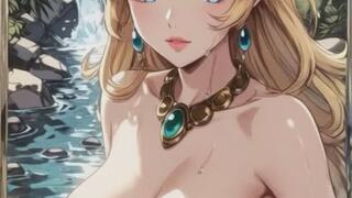 119. Princess Peach in a lake and waterfall (Ai animation)